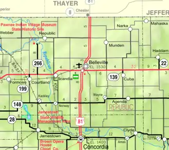 KDOT map of Republic County (legend)