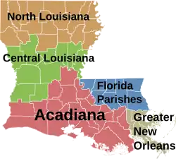 The North region is shaded in brown.