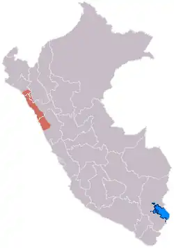 Map showing the extent of the Virú culture