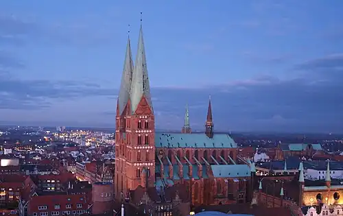 St. Mary's Church, 1265–1352, in Lübeck, unknown architect, Germany