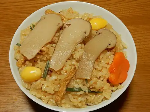 With matsutake mushrooms