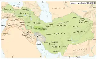 Hypothetical map of the Median kingdom at its maximum extent