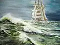 Mercator in the North Sea, painting by Freddy Van Daele (Hosdent [fr]-Latinne, Belgium)