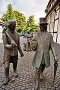 Bergmann, Tüötte und Bäuerin mit Kind (Miner, tüötte and peasant woman with child, Mettingen
