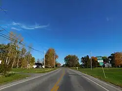 Monroe County Route 185 (Parma Center Road) eastbound entering the town of Parma