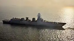 Mormugao - the second vessel of the class, photographed during its maiden sea trials.