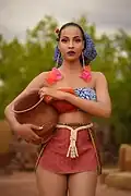 Tswana girl dressed in Leteisi