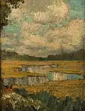 Oak Tree and Marshland, right panel detail