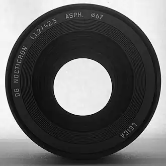 Maximum aperture of the Noctricron 42.5 mm (F-number 1,2)