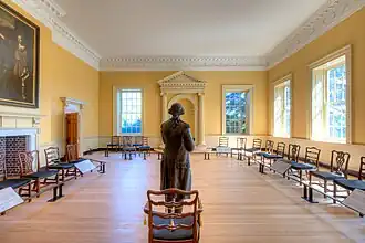 Bronze statue of George Washington resigning his commission in the Old Senate Chamber of the Maryland State House