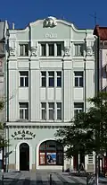 Former branch in Ostrava, with preserved monogram PÚB