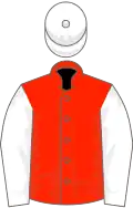 Scarlet,white sleeves,white cap
