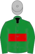 Green, red hoop, silver cap