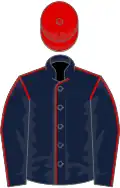 Dark blue, red seams, red cap