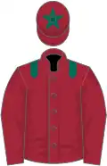 Maroon, dark green epaulets and star on cap
