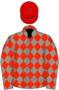 Grey and scarlet diamonds, red cap