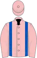 Pink, royal blue braces, pink cap