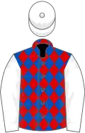 ROYAL BLUE and RED DIAMONDS, white sleeves and cap