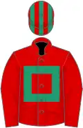 RED, emerald green hollow box, striped cap