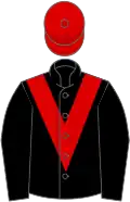 black, red chevron, red cap