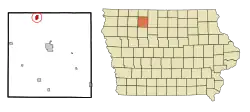 Location of Graettinger, Iowa