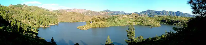Image 51 A freshwater lake in Gran Canaria, an island of the Canary Islands. Clear boundaries make lakes convenient to study using an ecosystem approach. (from Ecosystem)