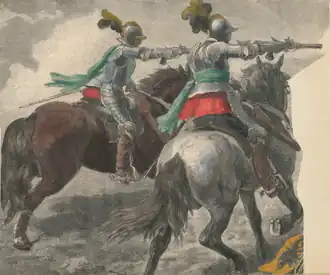 Cuirassiers of the early 1600s armed with wheellock horse pistols