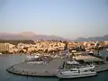 The original site of the lighthouse, Agios Nikolaos Pier.