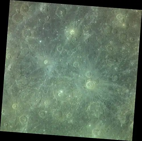 Exaggerated color image with Tansen left of center and Motonobu at right, both with bright ray systems