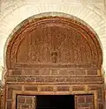 Close view of the upper part of the main door of the prayer hall