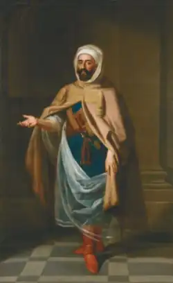 Image 28Portrait of his excellency Mohamed Ben Ali abgali with Al sulham, ambassador of the King of Morocco to the court of Saint James. August 1725. (from Culture of Morocco)