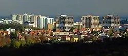 View of the Červený Vrch housing estate from Divoká Šárka.