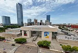 The exterior of a large building located in Oklahoma City that is used as film and television studios