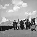 Juscelino Kubitschek visiting the works of the National Congress.