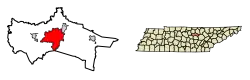 Location of Cookeville in Putnam County, Tennessee.