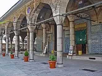Double porticoed north façade with the main entrance