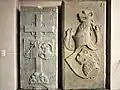 Ledger stones beside the nave