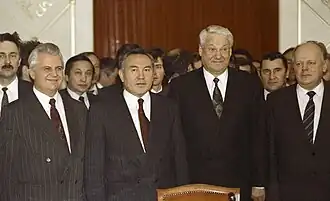 Image 11On 21 December 1991, the leaders of 11 former Soviet republics, including Russia and Ukraine, agreed to the Alma-Ata Protocols, formally establishing the Commonwealth of Independent States (CIS). (from History of the Soviet Union)