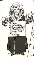 Punch cartoon Christmas card as if from the preacher R J Campbell (published 1908)