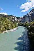 View from a bridge near Valendas-Sagogn railway station over the Ruinaulta