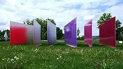 Permanent installation "Reflection", 2013, Palace garden Heidenheim an der Brenz, Stainless steel, Lacquer 98,5 x 590 x 315 inches