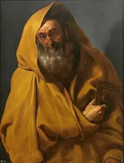 Painting by Rubens of St James the Less clutching a try square, a symbol associated with several Christian saints.[13]