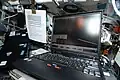 View of a Thinkpad A31p on the aft flight deck (FD) of the orbiter Endeavour during Flight Day 3 (FD3) rendezvous operations (OPS)
