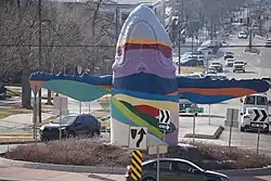Out of the Blue whale sculpture from the east looking west