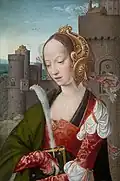 Master of Frankfurt, Saint Barbara; 1460 ca. 32.1 x 22.8 cm; Oil on panel