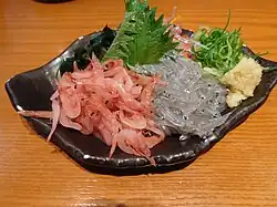 Sakura shrimp and whitebait sashimi