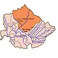 Map of San Diego Creek watershed with Peters Canyon Wash subwatershed highlighted