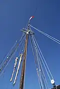 Sherman Zwicker, a wooden auxiliary schooner moored at the Maine Maritime Museum in Bath, Maine, USA