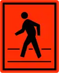 Detour for pedestrians in direction indicated (Right)