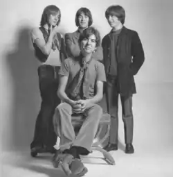 British pop group Small Faces pictured in 1968. Seated is bassist Ronnie Lane. Behind him stand guitarist Steve Marriott, organist Ian McLagan and drummer Kenney Jones.